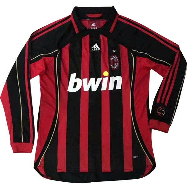 Camiseta AC Milan Replica Primera Ropa ML Retro 2006/2007 Rojo